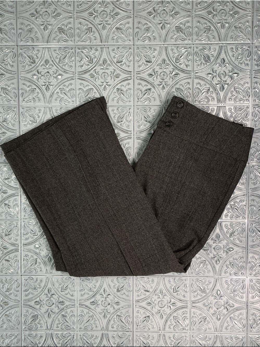 CAbi Brownish Gray Plaid Straight Leg Career Trousers Style #388 Size 2